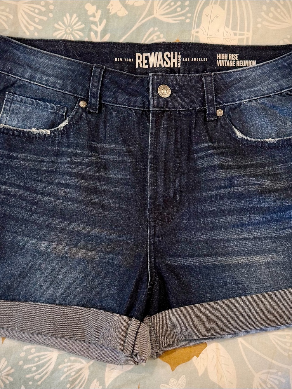 Rewash Dark Blue High-Rise Denim Shorts